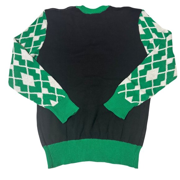 Disney Mickey Mouse Christmas Sweater Festive Design Green Sleeves - Mens Large - Picture 2 of 9